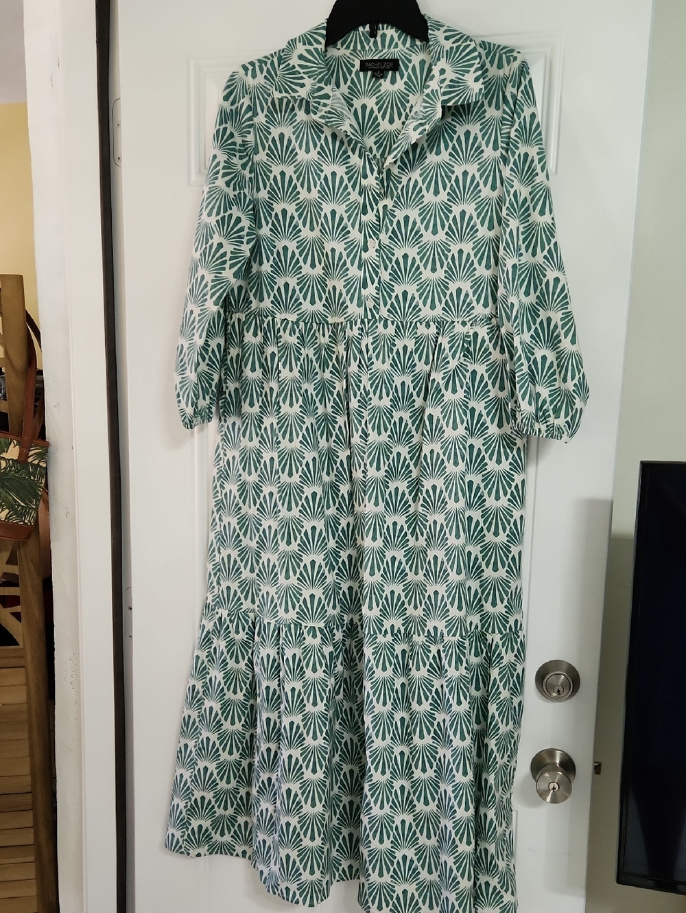 Rachel Zoe Green and White Printed Midi Dress